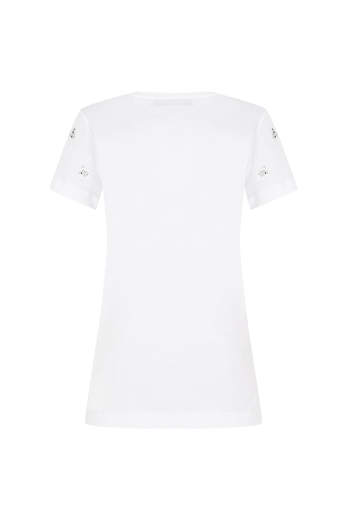 Beyaz Lipa V-Neck Tshirt