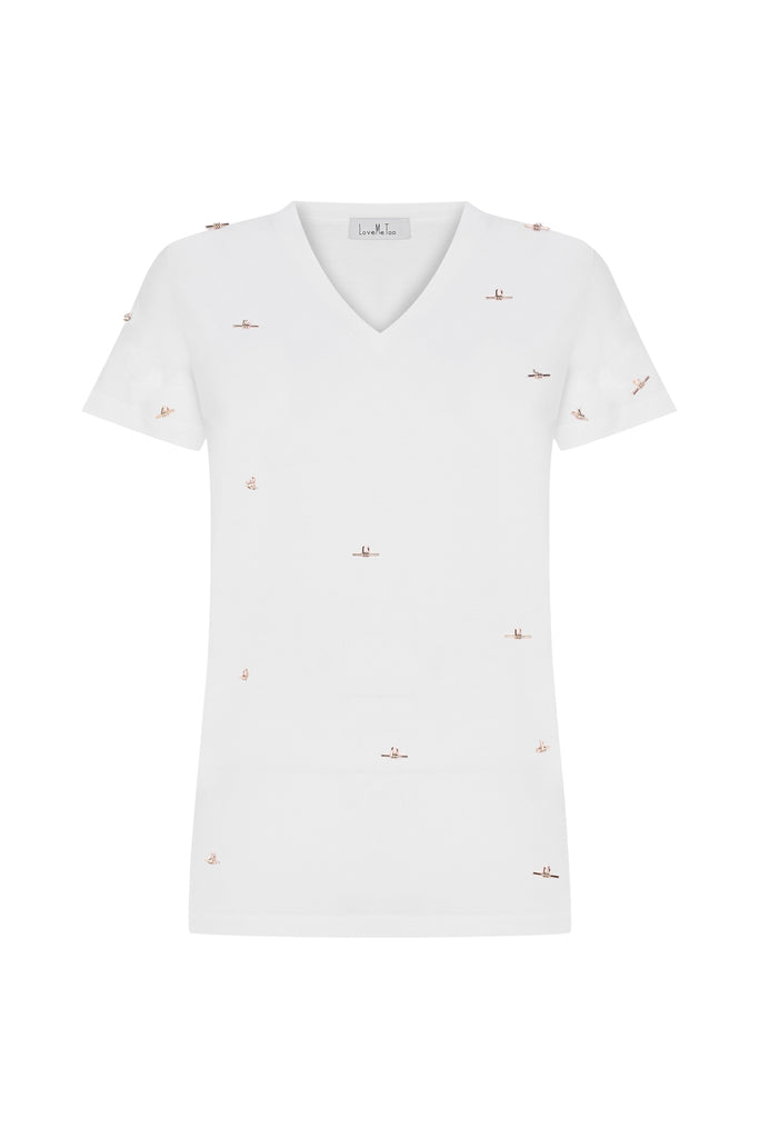 Beyaz Francesca  V-Neck Tshirt