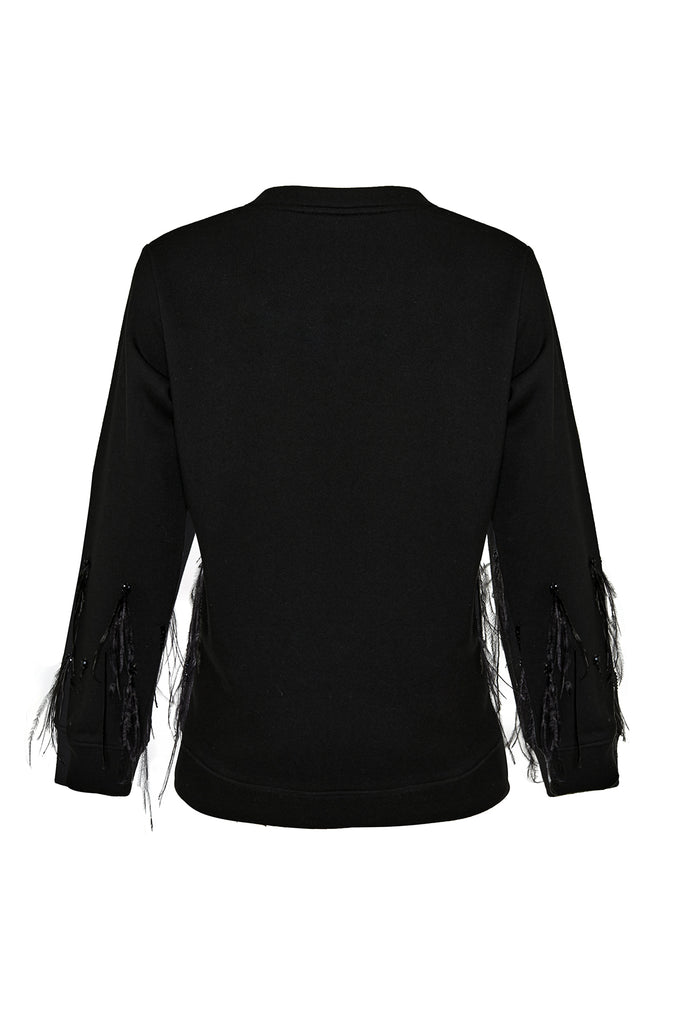 Siyah Teresa V-Neck Sweatshirt