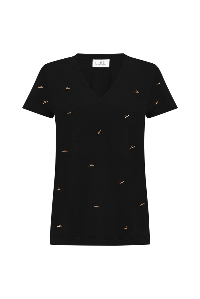 Siyah Francesca R-Neck Tshirt