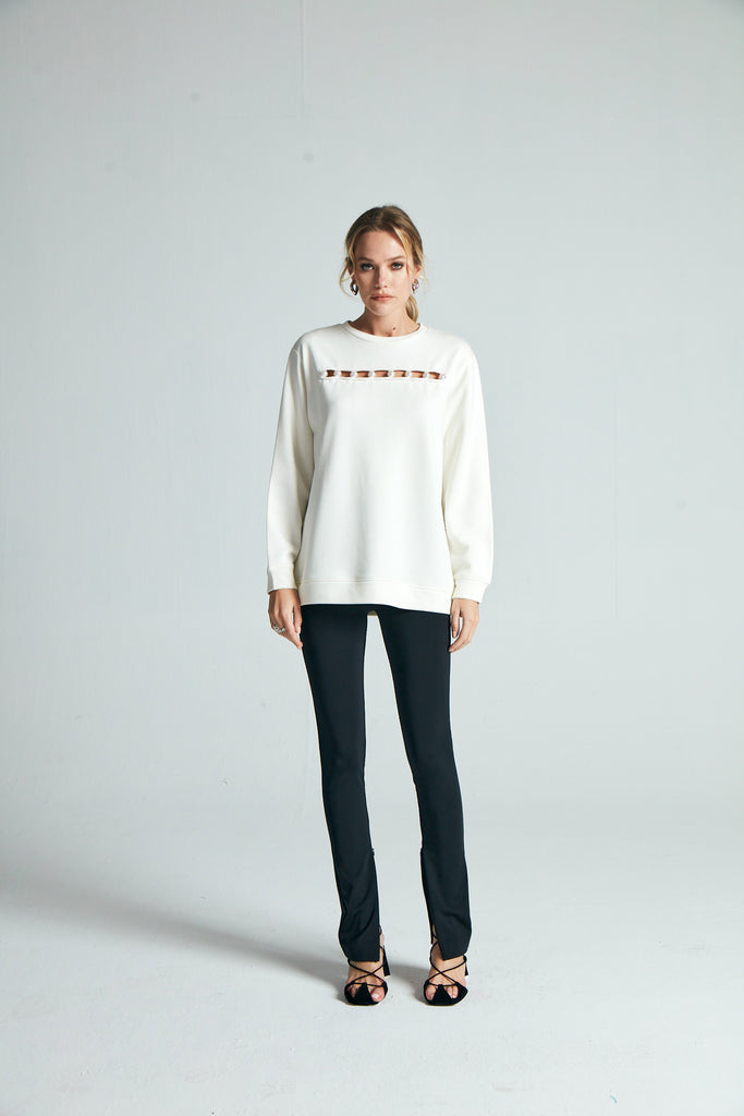 Ekru Pearl Love Sweatshirt