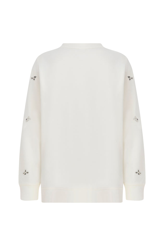 Ekru Lipa V-Neck Sweatshirt