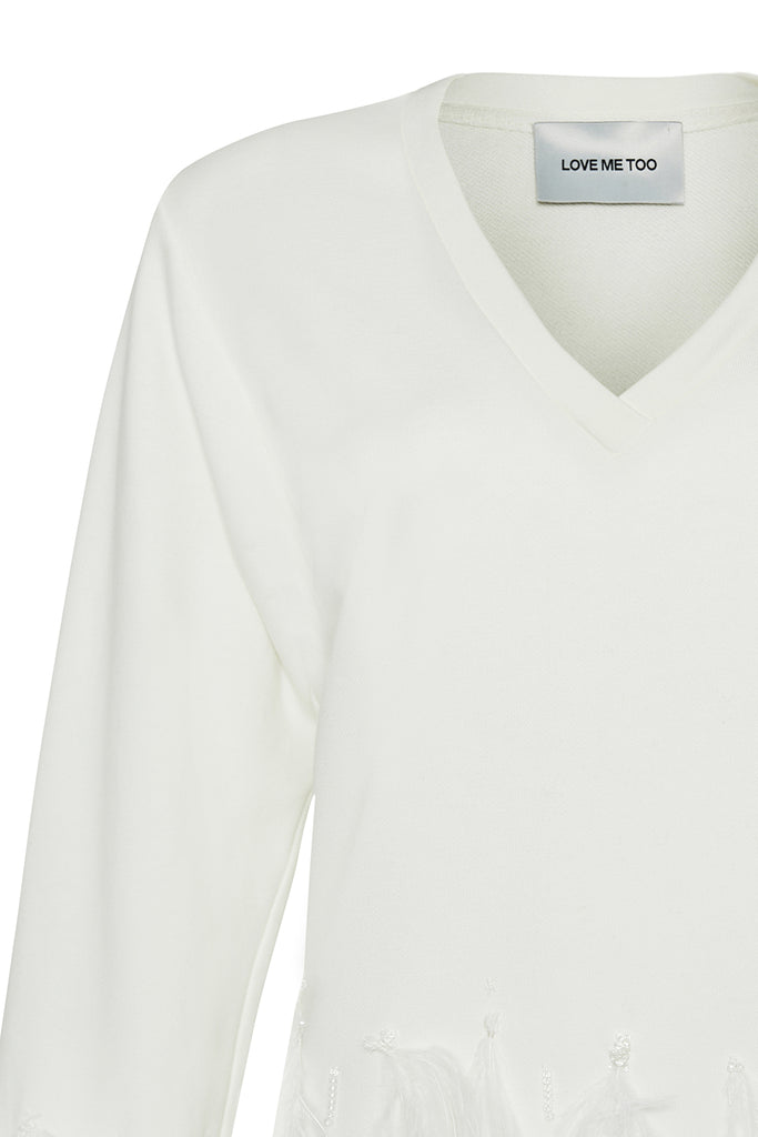 Ekru Teresa V-Neck Sweatshirt