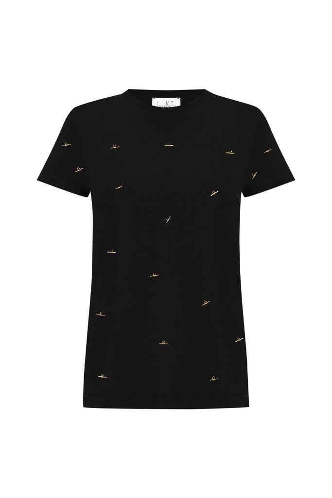 Siyah Francesca R-Neck Tshirt