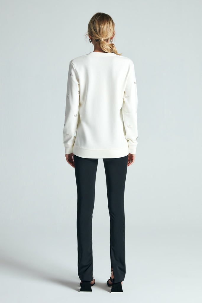 Ekru Lipa V-Neck Sweatshirt