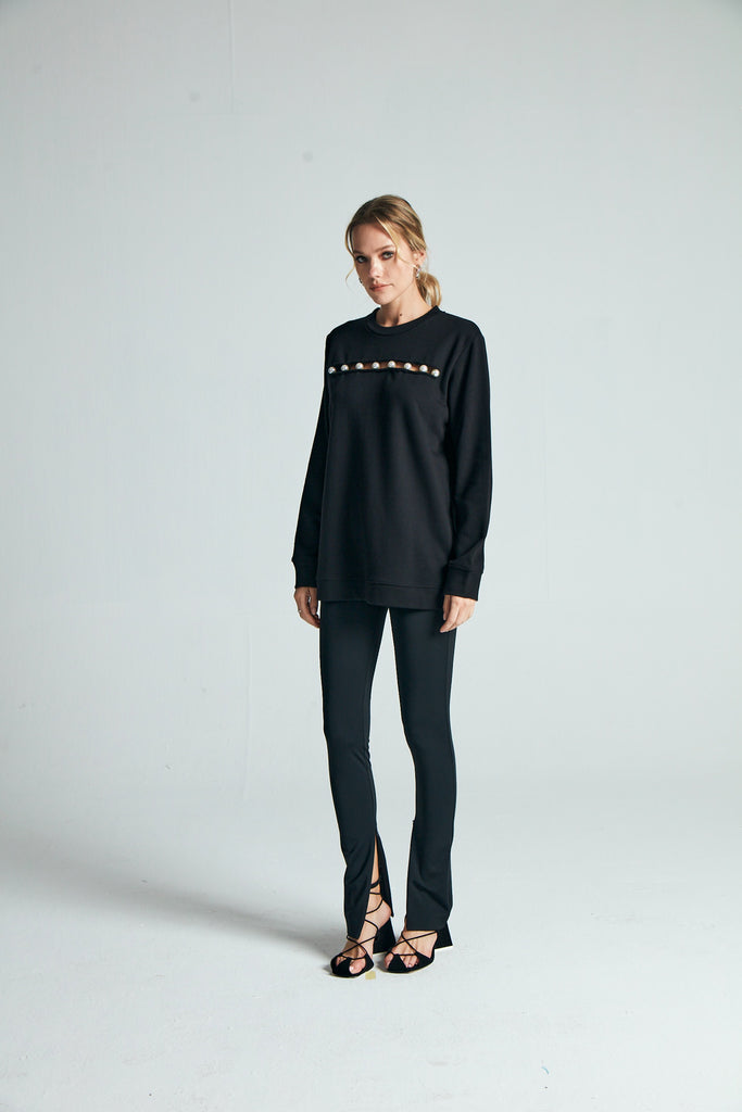 Siyah Pearl Love Sweatshirt