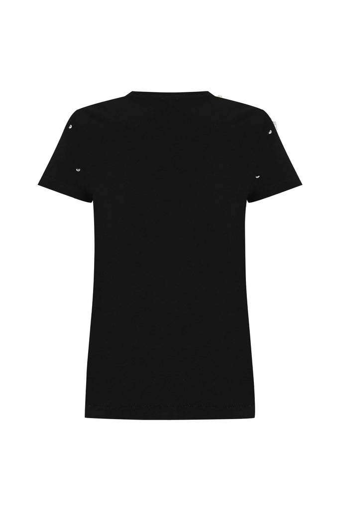 Siyah Fiore R-Neck Tshirt