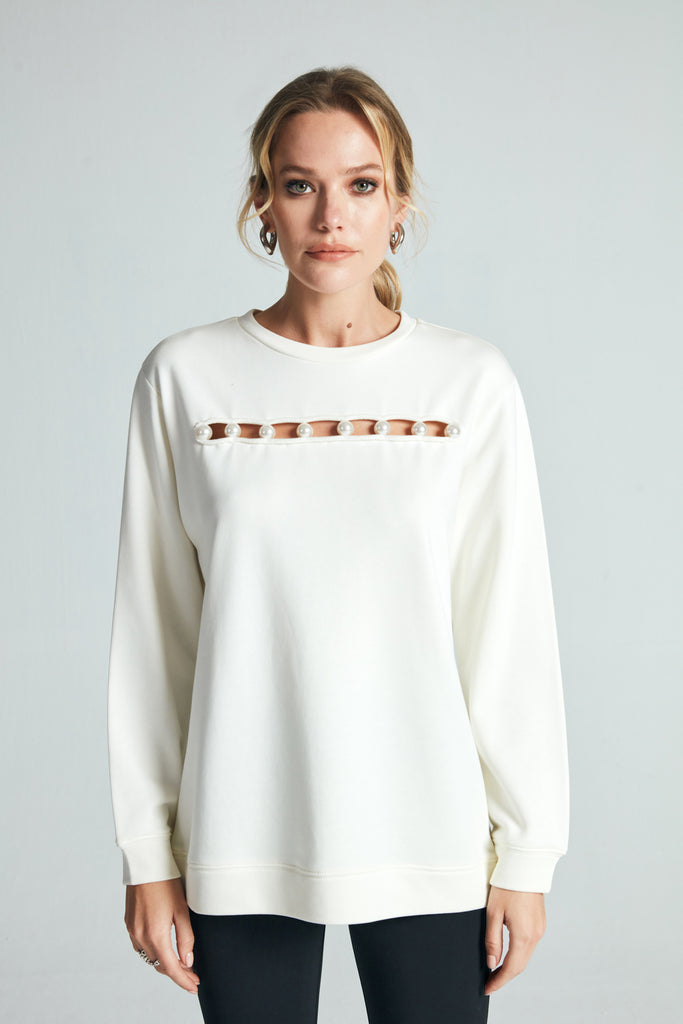 Ekru Pearl Love Sweatshirt